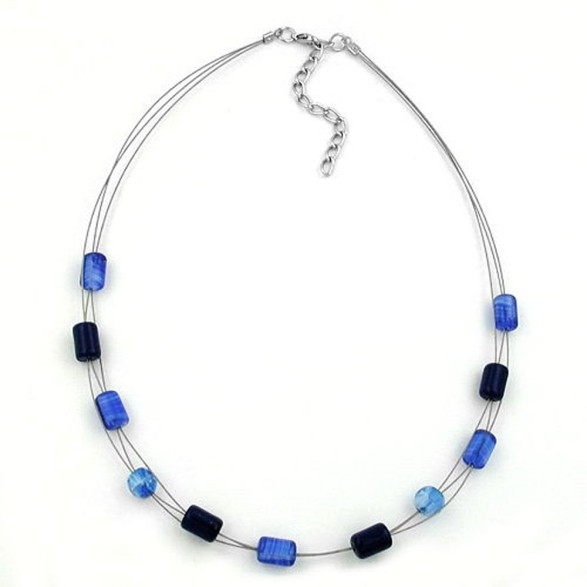 necklace glass beads blue-black