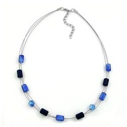 necklace glass beads blue-black