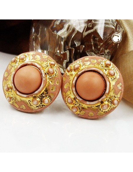 clip-on earring round salmon gold colored 32mm