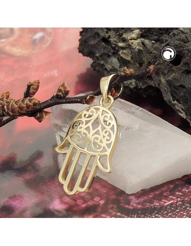 pendant 16x12mm protection symbol hand 9k gold