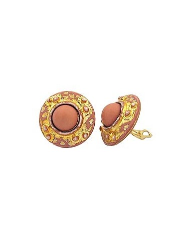 clip-on earring round salmon gold colored 32mm