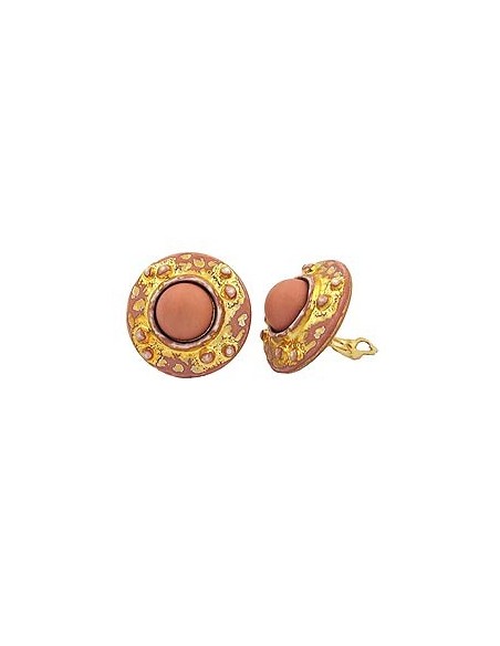 clip-on earring round salmon gold colored 32mm
