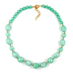 necklace waved olive turquoise gold-plated