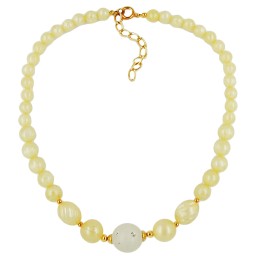 necklace yellow tone transparent bead