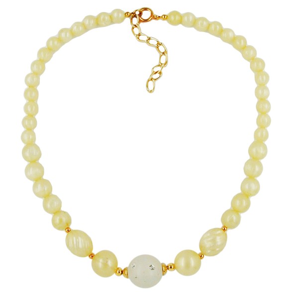 necklace yellow tone transparent bead