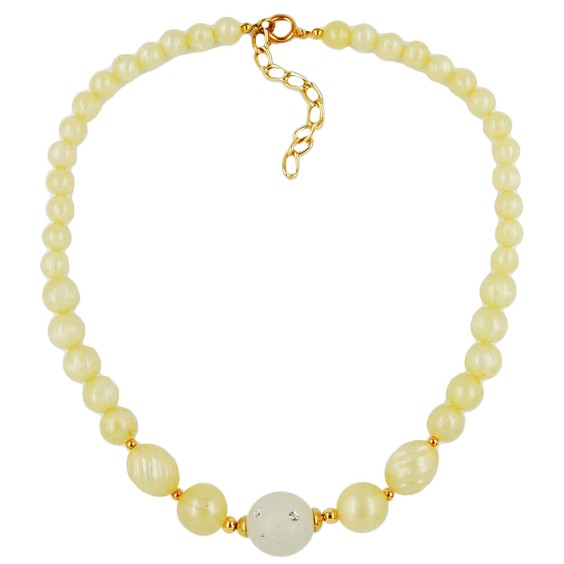 necklace yellow tone transparent bead