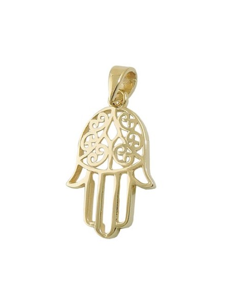 pendant 16x12mm protection symbol hand 9k gold