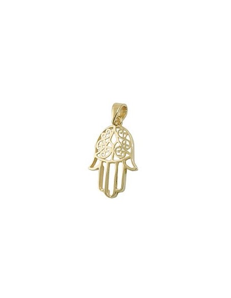pendant 16x12mm protection symbol hand 9k gold