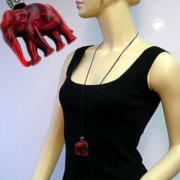 necklace elephant red-marbled