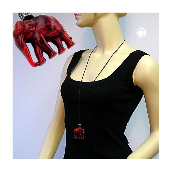 necklace elephant red-marbled