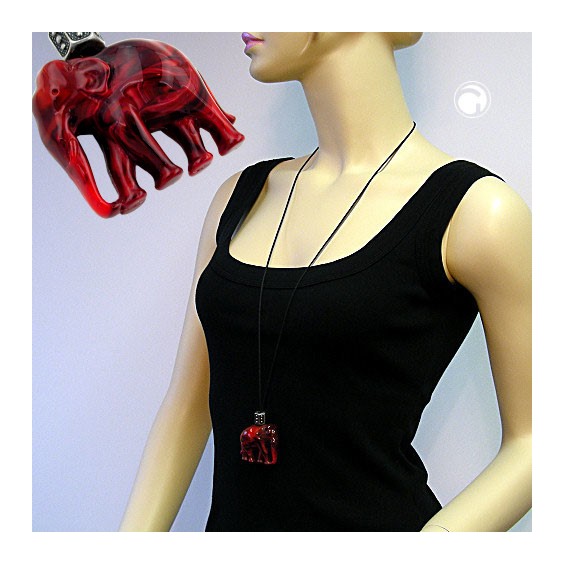 necklace elephant red-marbled