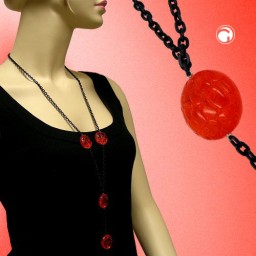 necklace eye-catching beads red 90cm