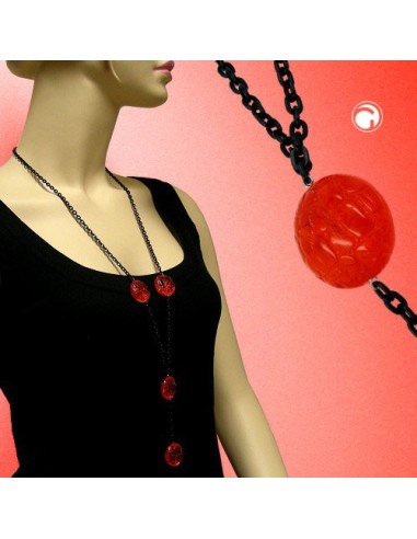 necklace eye-catching beads red 90cm