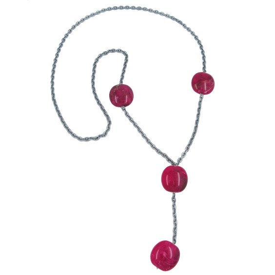 necklace nugget-beads pink 100cm