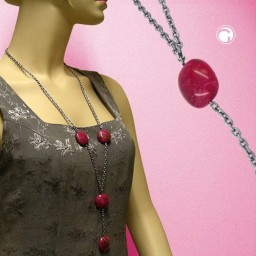 necklace nugget-beads pink 100cm