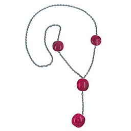 necklace nugget-beads pink 100cm