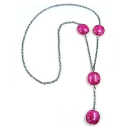 necklace nugget-beads pink-silk-tone 100cm