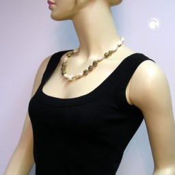 necklace beads beige-brown 55cm