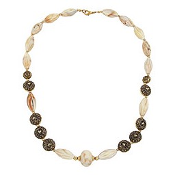 necklace beads beige-brown 55cm