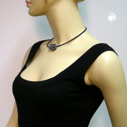 necklace rubber 3mm antique/ metal look