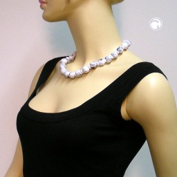 necklace beads white-black-marbled 50cm