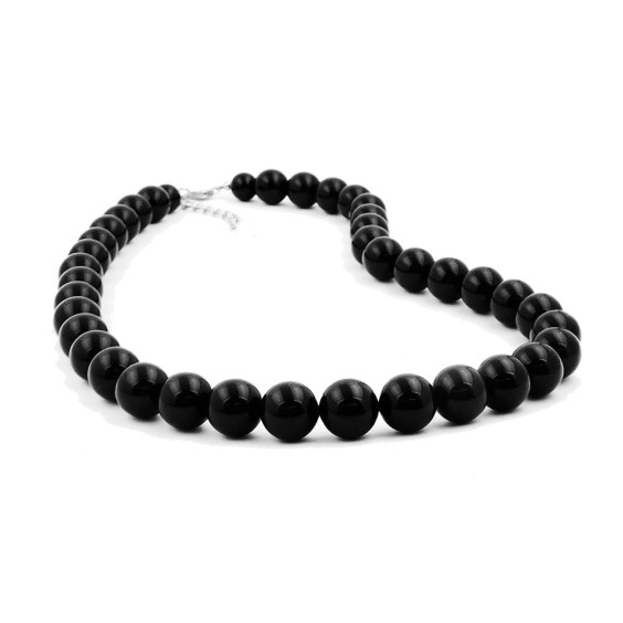 necklace beads 12mm black shiny