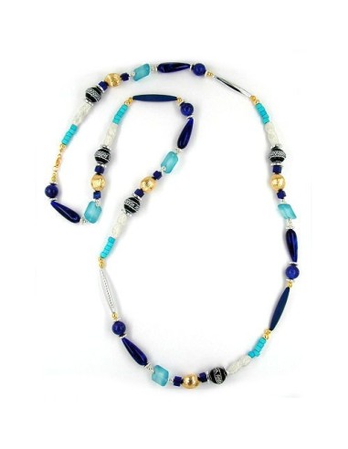 necklace beads blue-turquoise 110cm