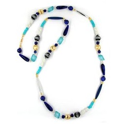 necklace beads blue-turquoise 110cm
