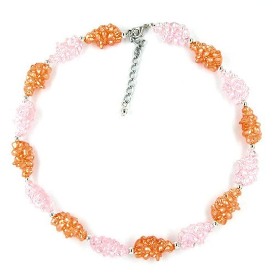 necklace apricot/rosé colour beads