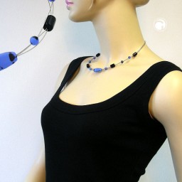 necklace glass beads blue-black 45cm