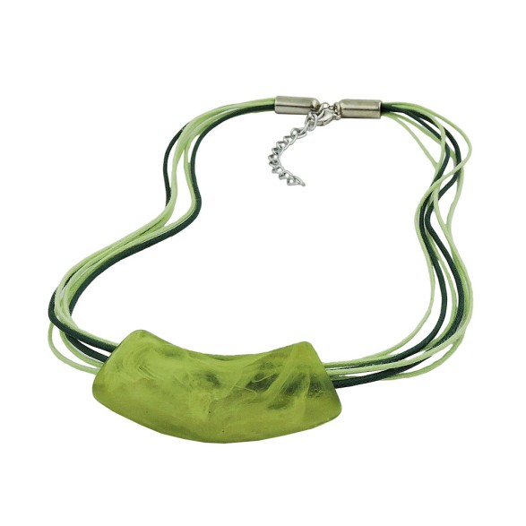 necklace tube flat curved green 50cm