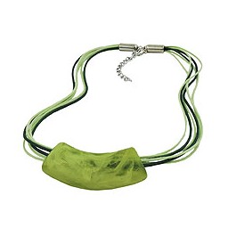 necklace tube flat curved green 50cm