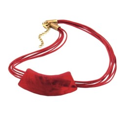 necklace tube flat curved coral 50cm