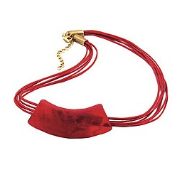 necklace tube flat curved coral 50cm