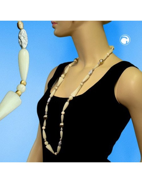 necklace beads cream 96cm