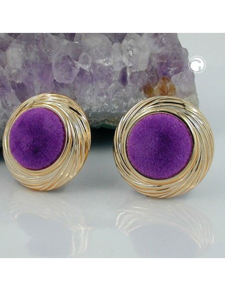 earring clip-on velour velvet purple