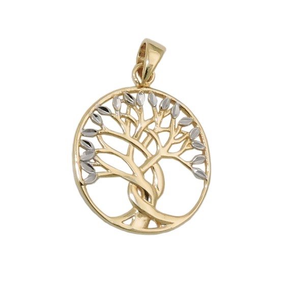 pendant 17x16mm tree of life bicolor 9k gold