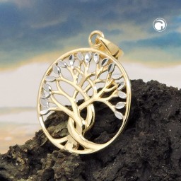 pendant 17x16mm tree of life bicolor 9k gold