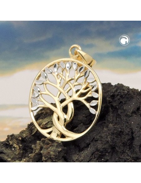 pendant 17x16mm tree of life bicolor 9k gold