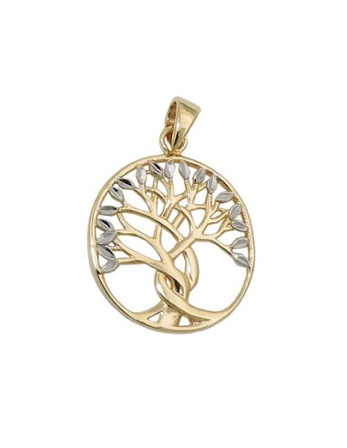 pendant 17x16mm tree of life bicolor 9k gold