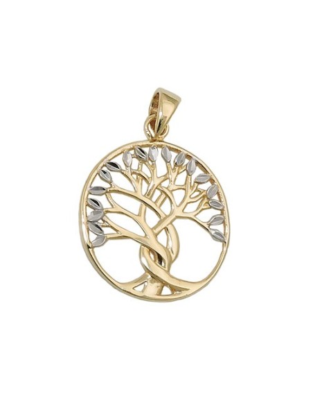 pendant 17x16mm tree of life bicolor 9k gold