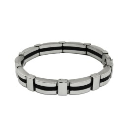 bracelet black ribbon stainless steel