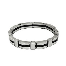 bracelet black ribbon stainless steel