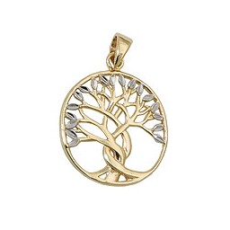 pendant 17x16mm tree of life bicolor 9k gold