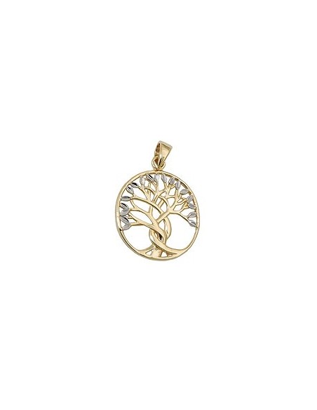 pendant 17x16mm tree of life bicolor 9k gold
