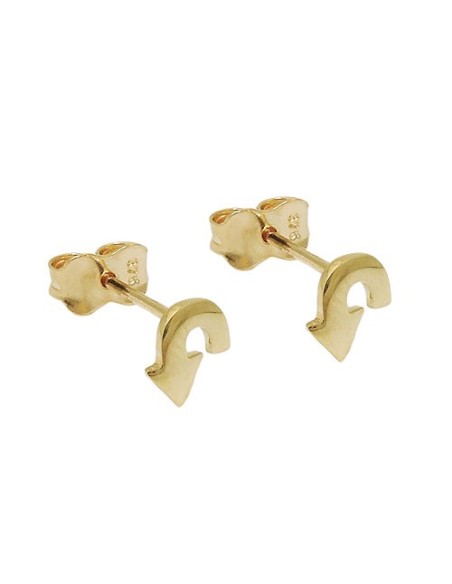 stud earrings 6x5mm curved arrow shiny 9k gold