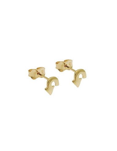 stud earrings 6x5mm curved arrow shiny 9k gold