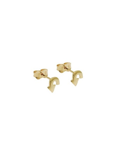 stud earrings 6x5mm curved arrow shiny 9k gold