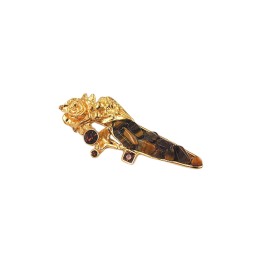 brooch tiger eye gold coloured
