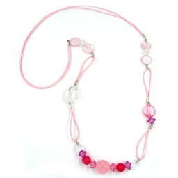 necklace beads pink-rose 90cm